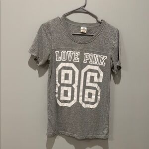 PINK Victoria's Secret Gray and White Short Sleeve Tees
